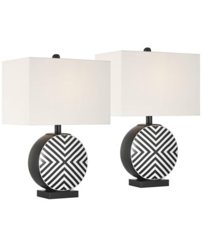 360 Lighting Fraser Ceramic Disc Table Lamp Set of 2
