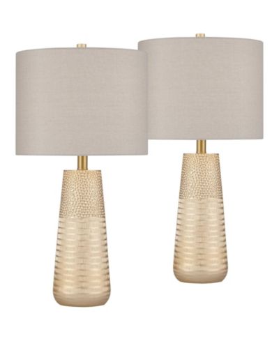 360 Lighting Mira 25 1/4" High Modern Table Lamps Set of 2 Textured Finish Oatmeal Shade Living Room Bedroom Bedside