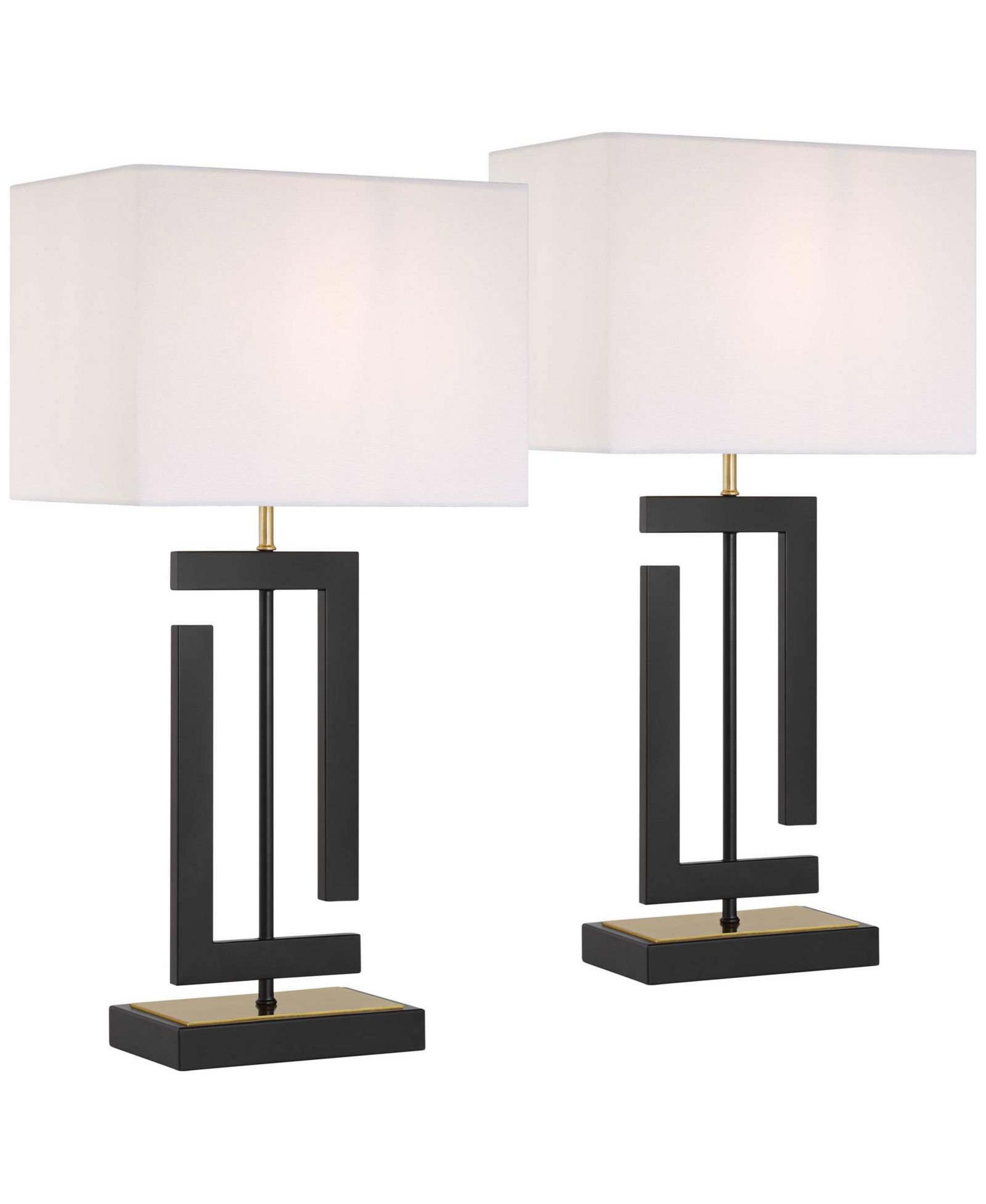 Набор настольных ламп 360 Lighting Pellana 26 1/4" латунь, USB, 2 шт.