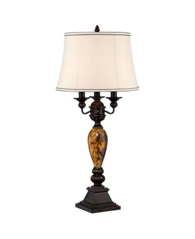 Kathy Ireland Mulholland Traditional Table Lamp 37" Tall Marbleized with Dimmer