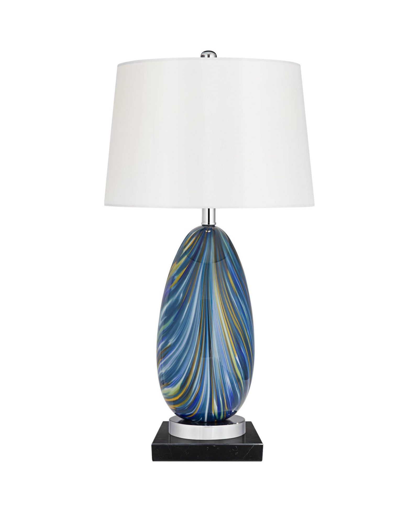 Possini Euro Design Pablo Modern Table Lamp with Square Marble Riser 27" Tall  Art Glass  Shade for Bedroom Living Room Bedside