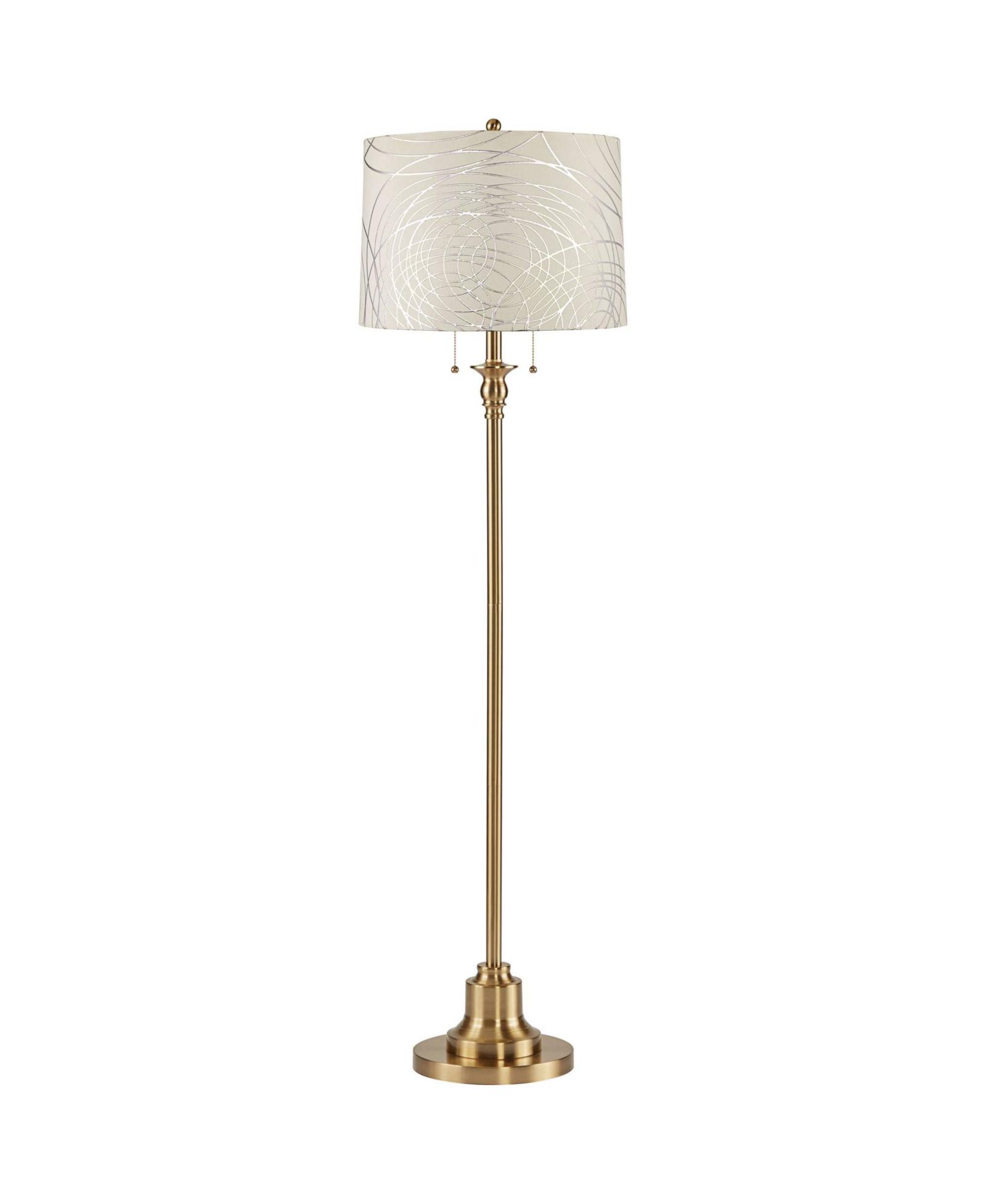 360 Lighting Dyna Traditional 58" Tall Standing Floor Lamp Pole Pull Chain Antique Brass Finish Drum Circles Shade