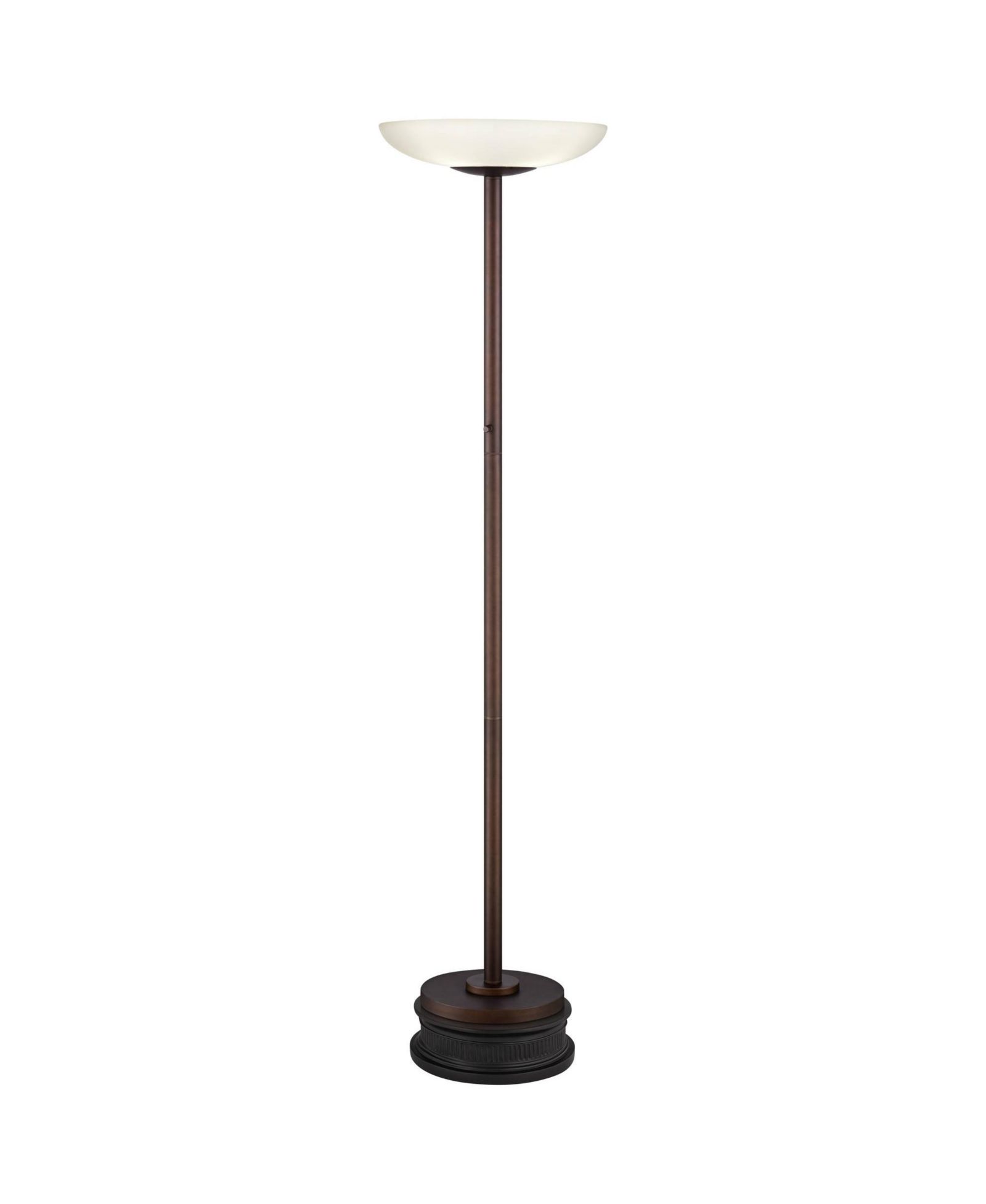 Possini Euro Design Meridian Light Blaster Modern Torchiere Floor Lamp with Riser 72" Tall Oil Rubbed Bronze LED Frosted Glass Shade for Living Room