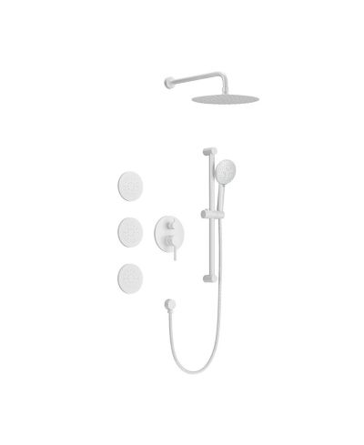 BUSDAYS Complete Shower System with Rainfall Shower Head, Hand Shower, Slide Bar, 3 Bodysprays, Valve Trim and Lever Handles