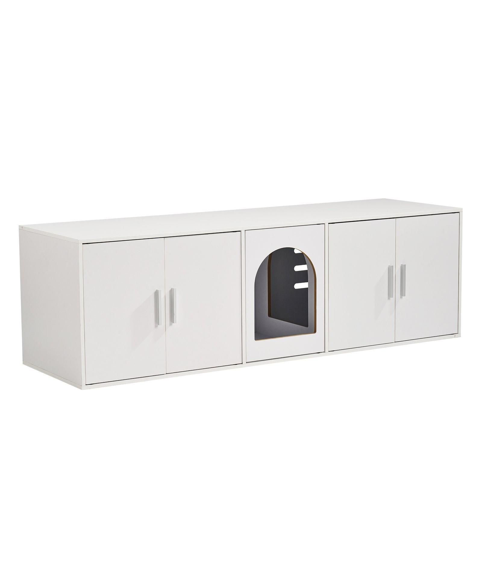 GOUUN Hidden Cat Litter Box Enclosure Furniture for 2 Cats with Double Rooms and 5 Doors