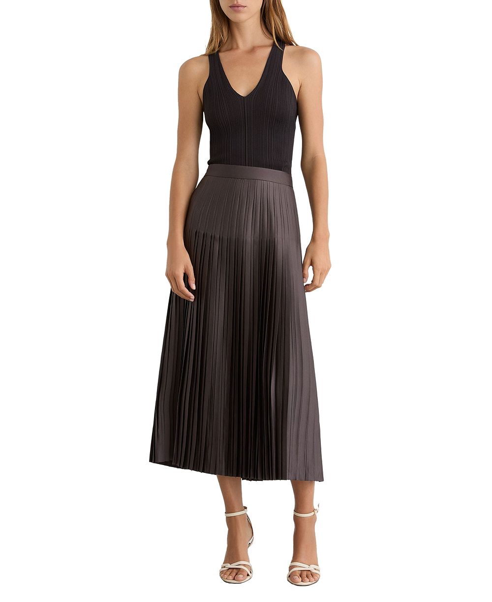 REISS Women's Savannah юбка миди с завышенной талией и боковым разрезом