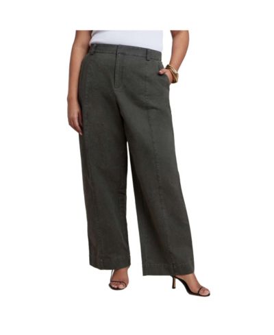 ELOQUII Women's Plus Size Twill Straight Leg Pant