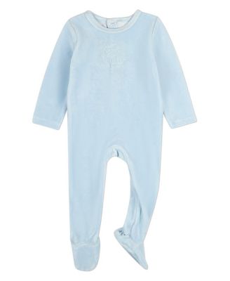 MeMoi Baby Girls "Bunny Meets Chick" Plush Embossed Cotton-Rich Velour Footie