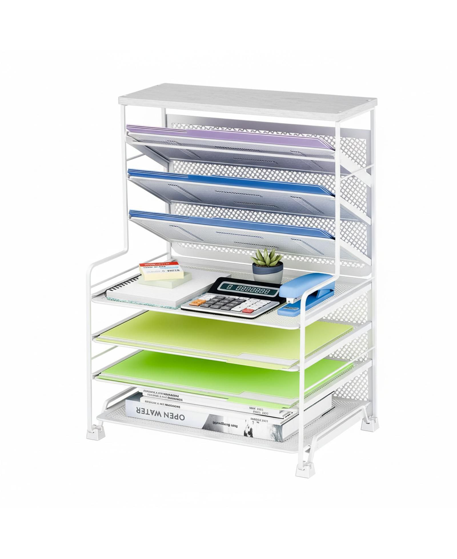 Yigii 7 Tier Desk File Organizer 2 Pack Letter Tray Paper Mesh Office Home School