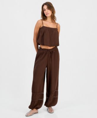 And Now This Women's Cotton Crochet-Trim Jogger Pants, Macy's Exclusive