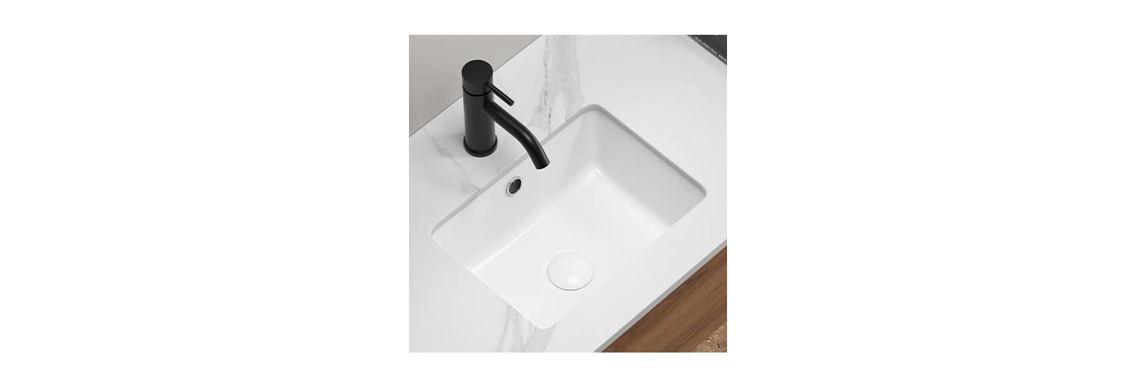 Раковина BUSDAYS 16 Inch Rectangle Undermount, белая фарфоровая