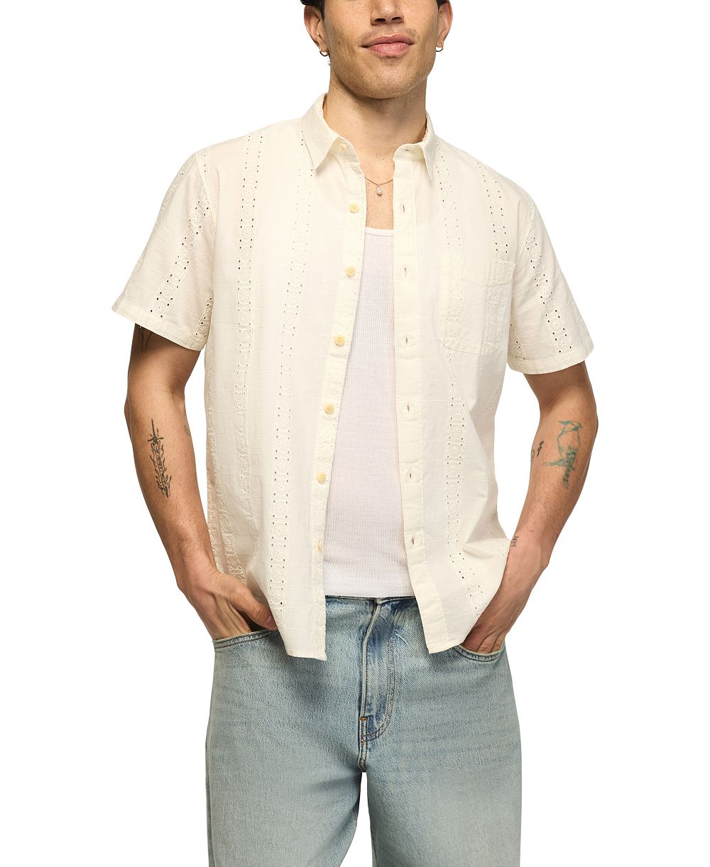 Мужская рубашка Lucky Brand Novelty Eyelet San Gabriel Short-Sleeve