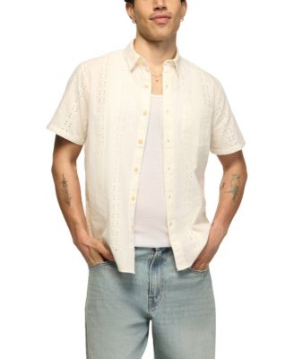 Мужская рубашка Lucky Brand Novelty Eyelet San Gabriel Short-Sleeve