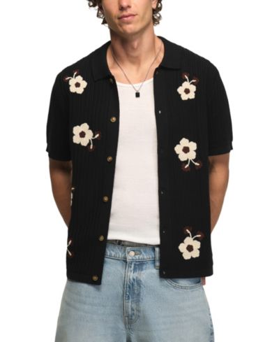 Мужская вязаная рубашка с вышивкой цветами от Lucky Brand