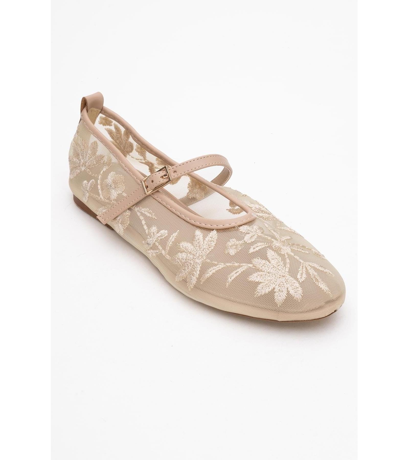 Prologue Shoes Juny Mesh Floral Embroidery Ballet Flat