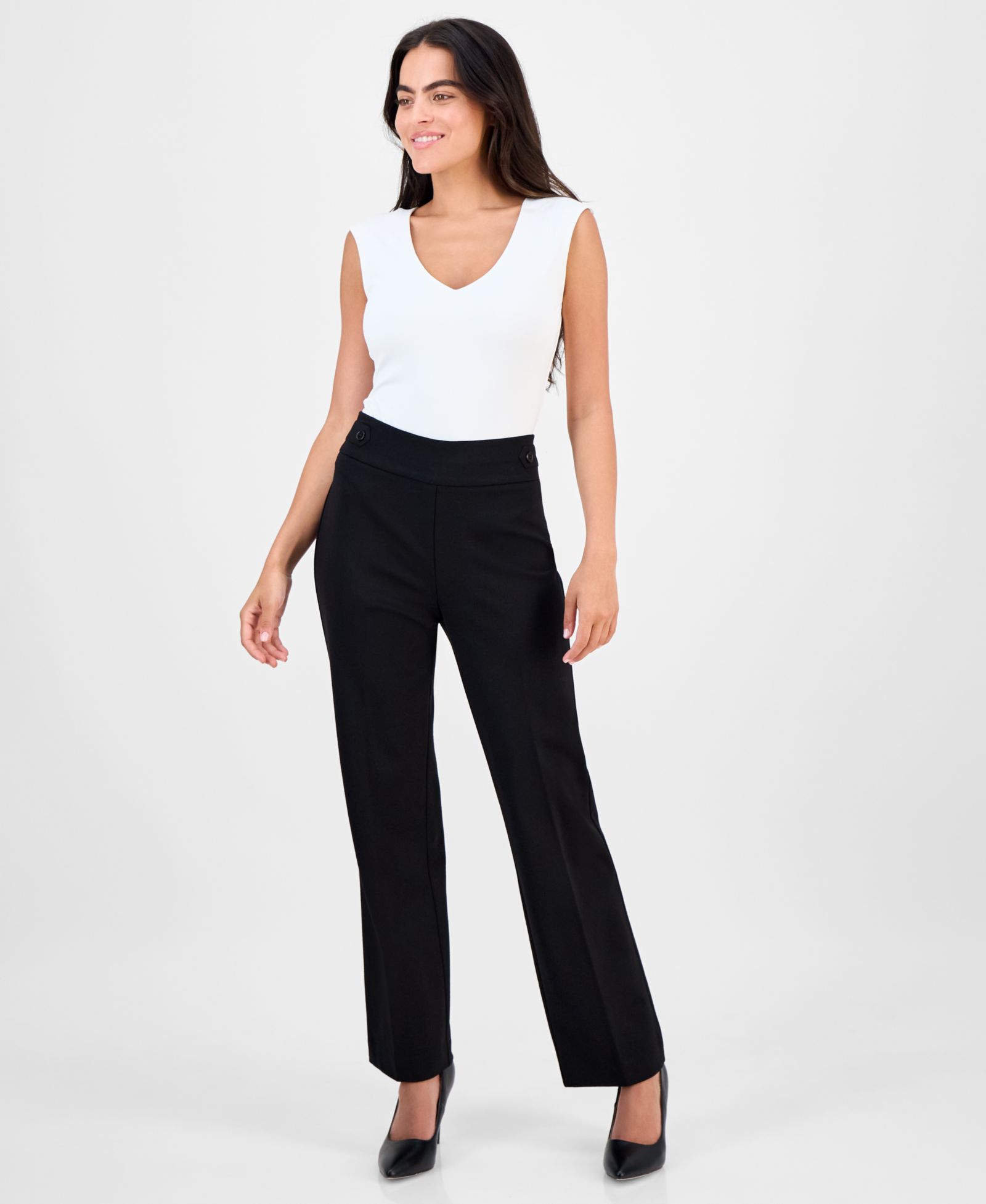 Anne Klein Essentials Women's Pull-On Side Tab Trousers