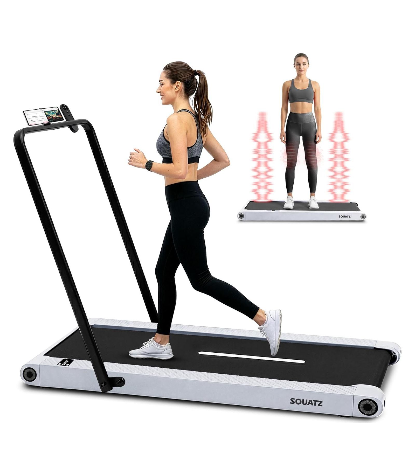 SQUATZ 2-in-1 Walking Pad with Vibration Plates - Compact Treadmill (SQWPVH15WH)