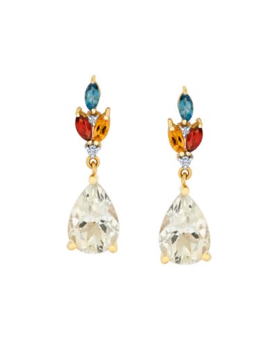 Серьги Macy's Multi-Gemstone и Diamond Accent Drop в 10k Yellow Gold