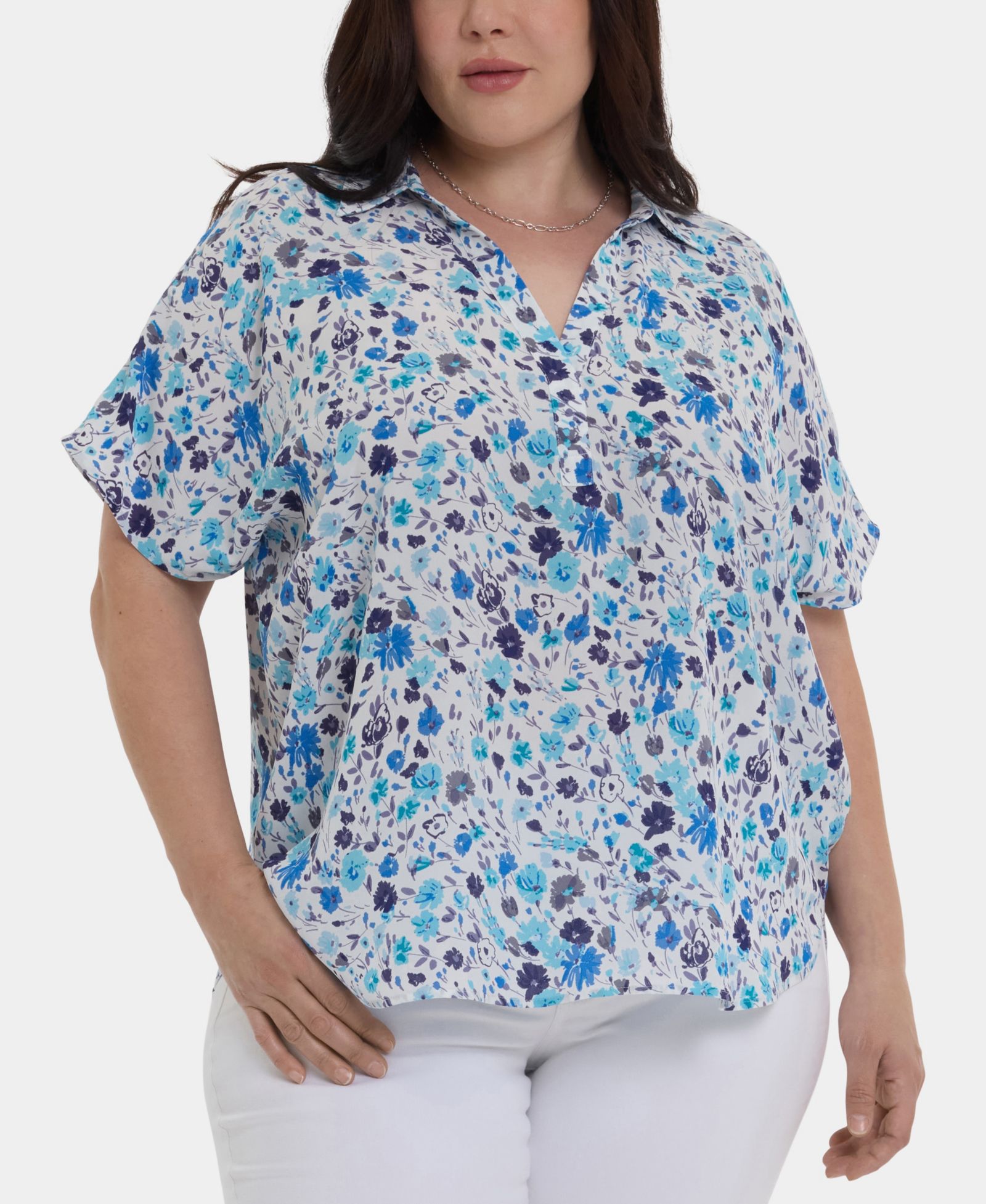 NYDJ Plus Size Becky Short-Sleeve Top