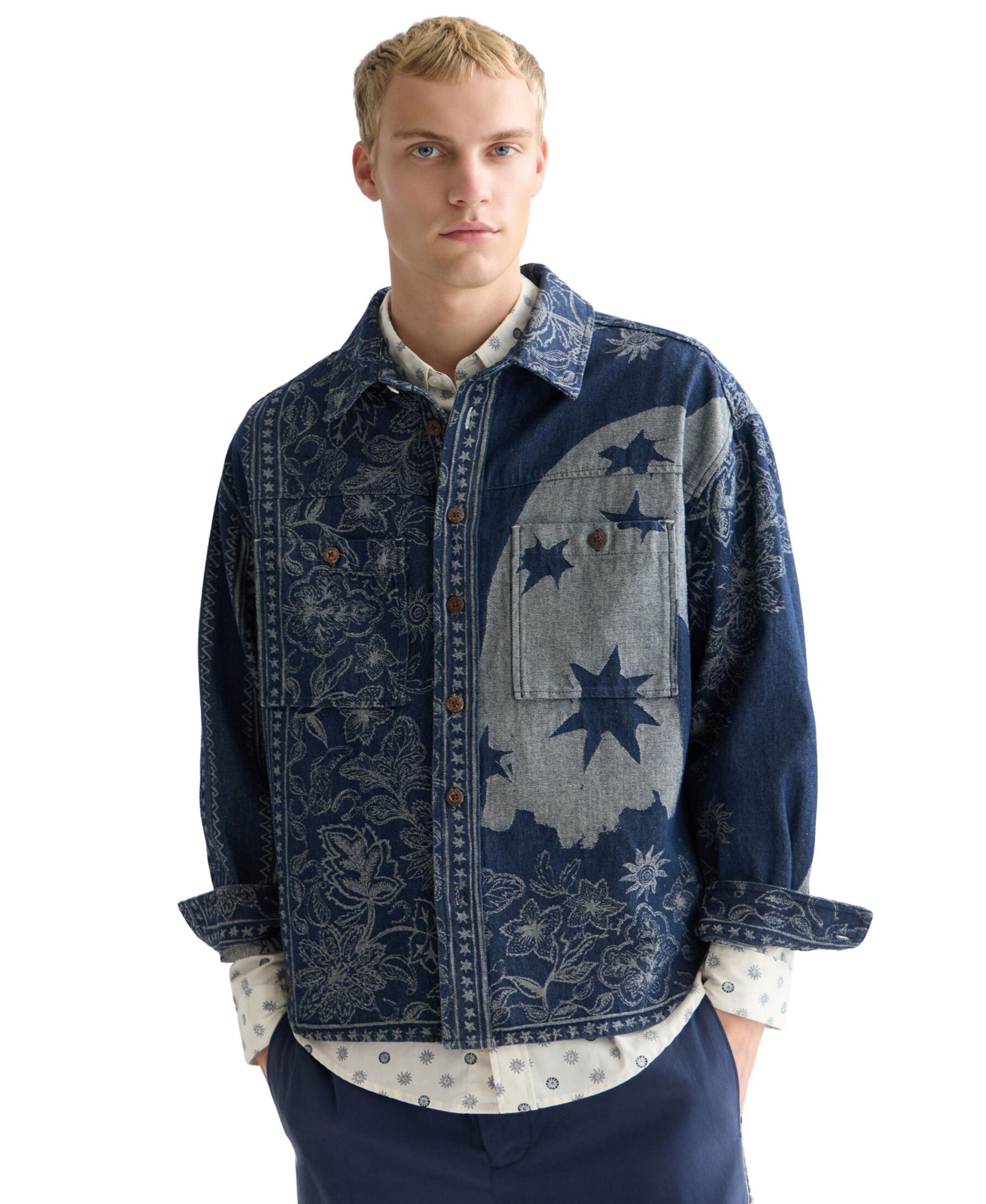 SCOTCH & SODA Men's Long-Sleeve Jacquard Overshirt