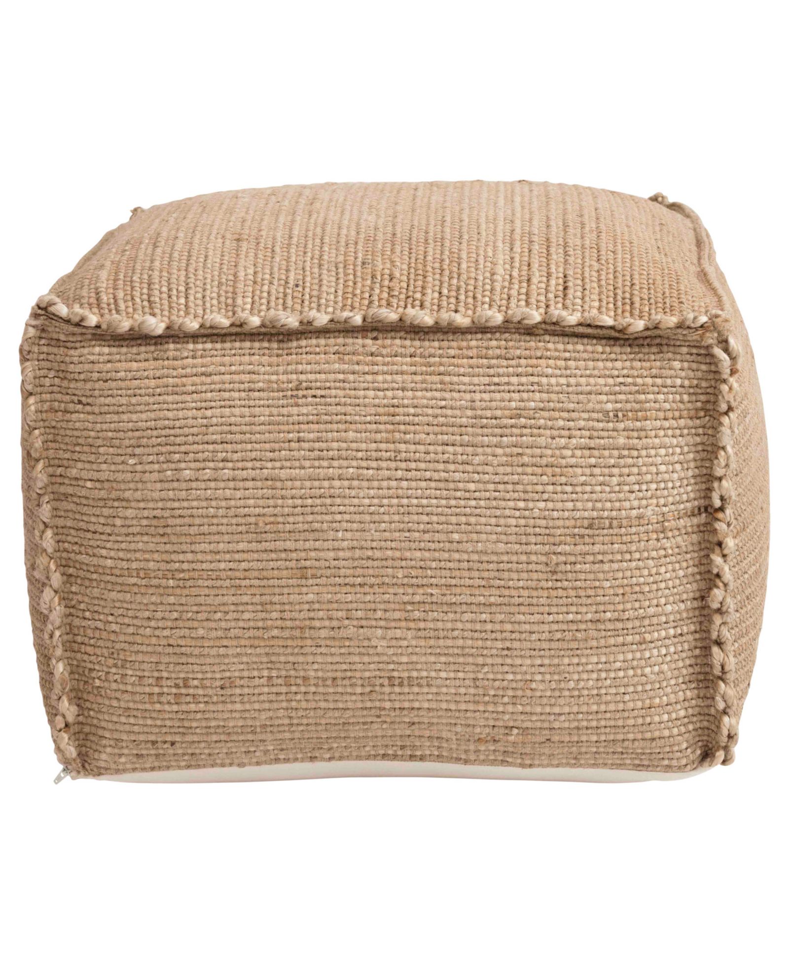 Storied Home Handwoven 24" Jute Pouf with Flanged Edges