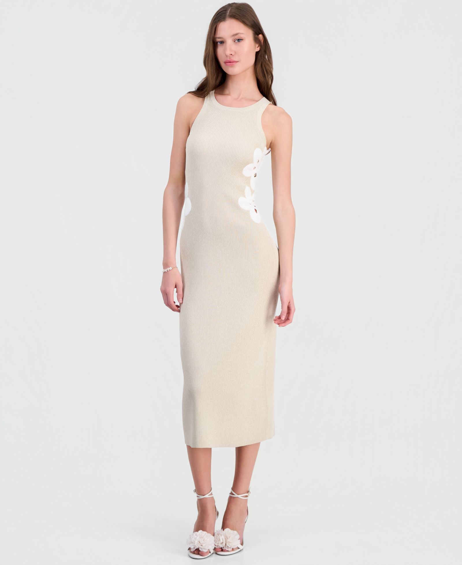 GUESS Women's Laurie Sleeveless Metallic Knit Midi Dress