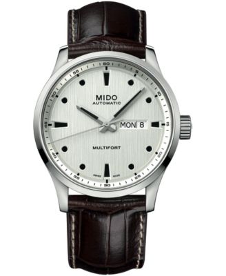Mido мужские швейцарские автоматические наручные часы Multifort с черным кожаным ремешком, 42 мм