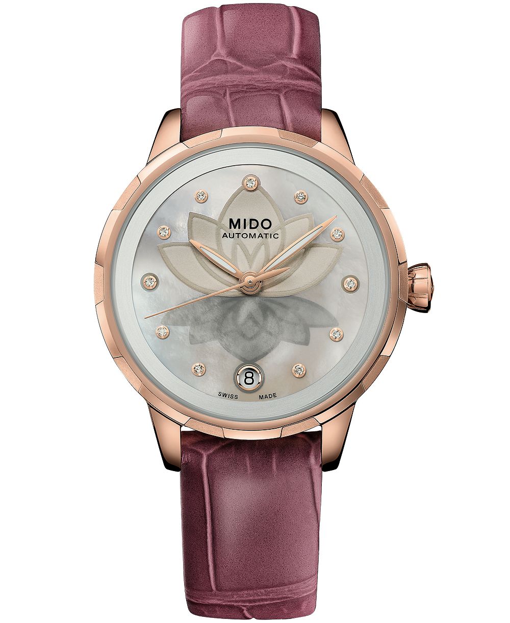 Mido Women's Swiss Automatic Rainflower Night Leather Watch 34mm