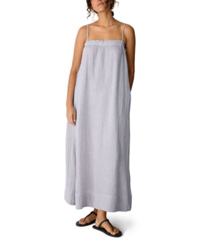 Eileen Fisher Women's Shirred Square Neck Maxi Dress, Regular And Plus