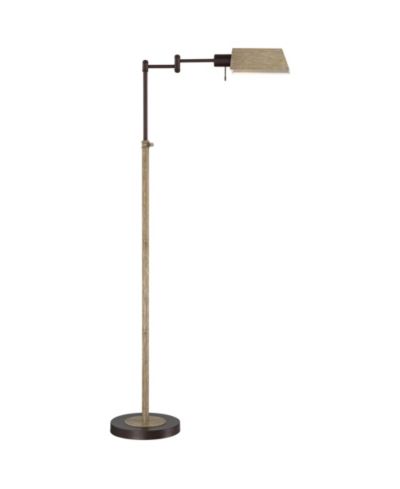 Regency Hill Rustic Farmhouse Pharmacy Floor Lamp with USB Charging Port 54 Tall Bronze Faux Wood Adjustable Swing Arm for Living Room Reading Office