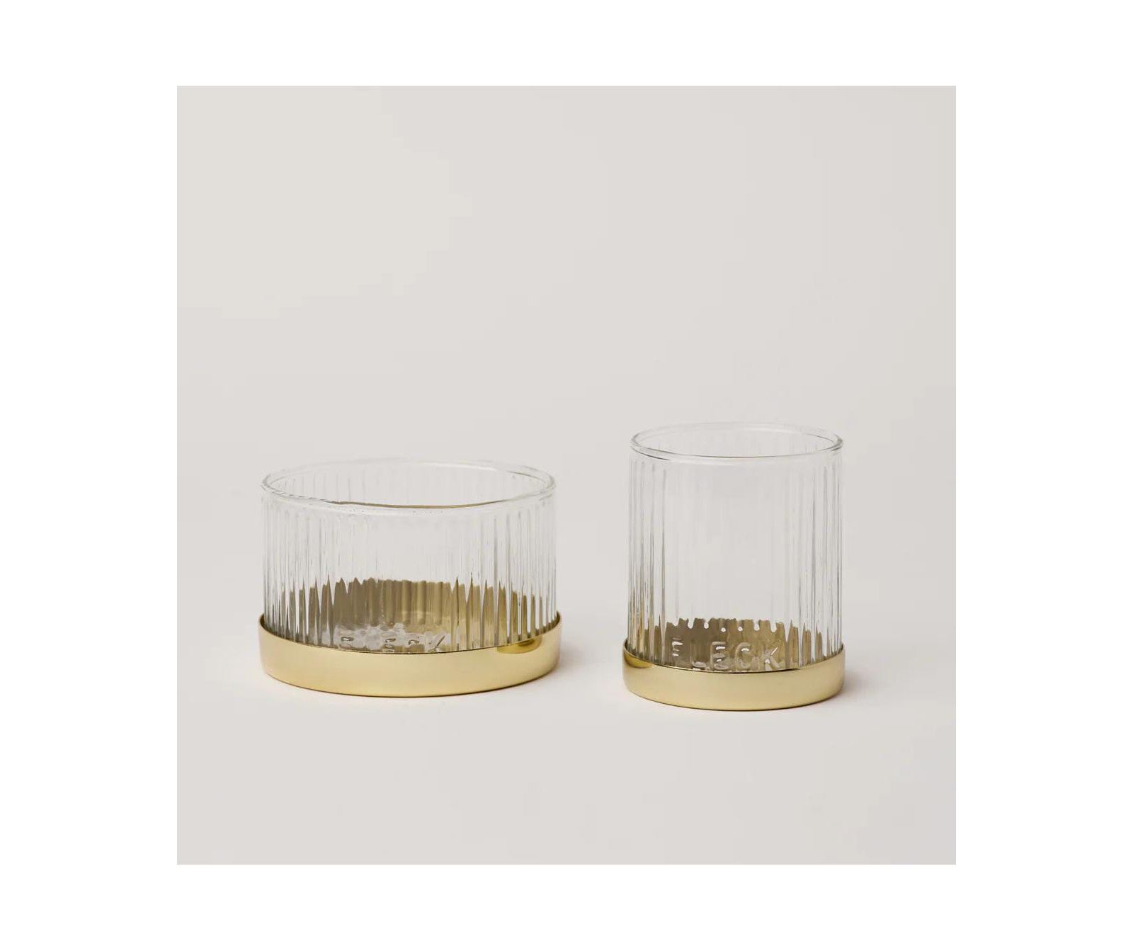 Fleck Fluted Glass Votive Candle Holder Set