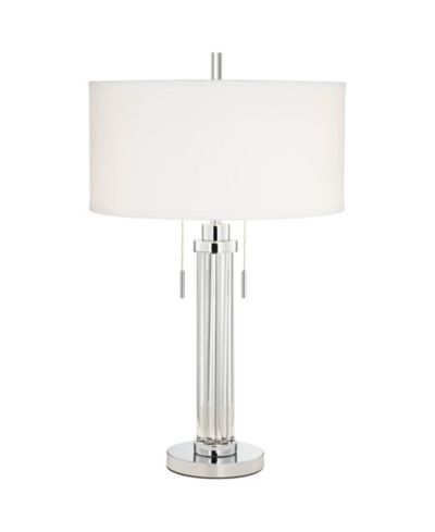 Possini Euro Design Cadence Modern Table Lamp 30" Tall Glass Column with Table Top Dimmer Shade for Bedroom Living Room Bedside Nightstand House