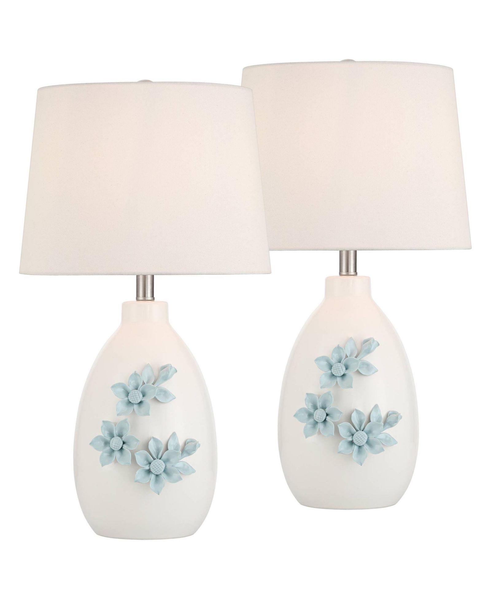 360 Lighting Novalis 24" High Flower Ceramic Table Lamp Set of 2