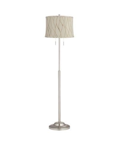 360 Lighting Abba Modern 65" Tall Standing Floor Lamp Twin Pull Chain Silver Metal Brushed Steel Finish