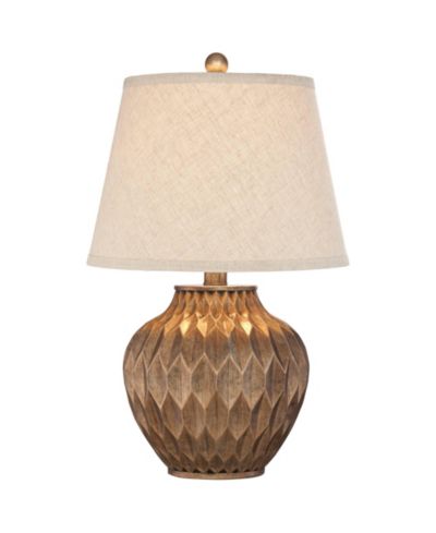 360 Lighting Accent Urn Table Lamp with USB Charging Port 22" High Warm Drum Shade for Living Room Desk Bedroom House