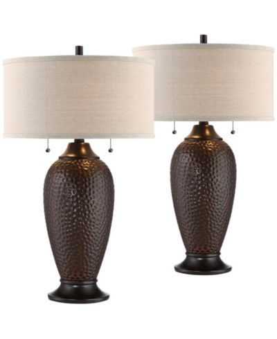 360 Lighting Cody 26" High Industrial Table Lamps Set of 2 WiFi Smart Socket Pull Chain Oiled Finish Living Room Bedroom