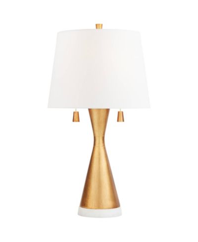 360 Lighting Sterling 27 3/4" Tall Modern Table Lamp Pull Chain Gold Finish Marble Single Shade Living Room Bedroom Bedside