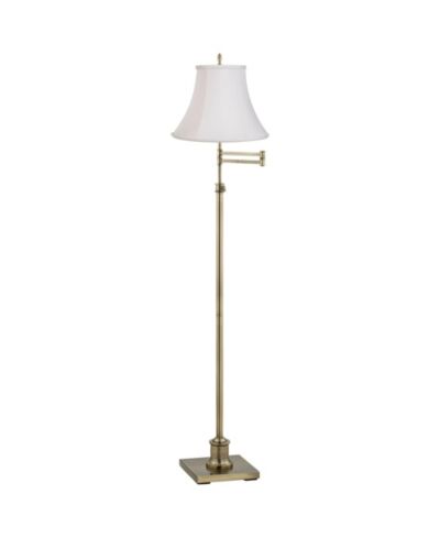 360 Lighting Traditional Swing Arm Floor Lamp 70" Tall Antique Brass Imperial  Fabric Bell Shade for Living Room Reading Bedroom