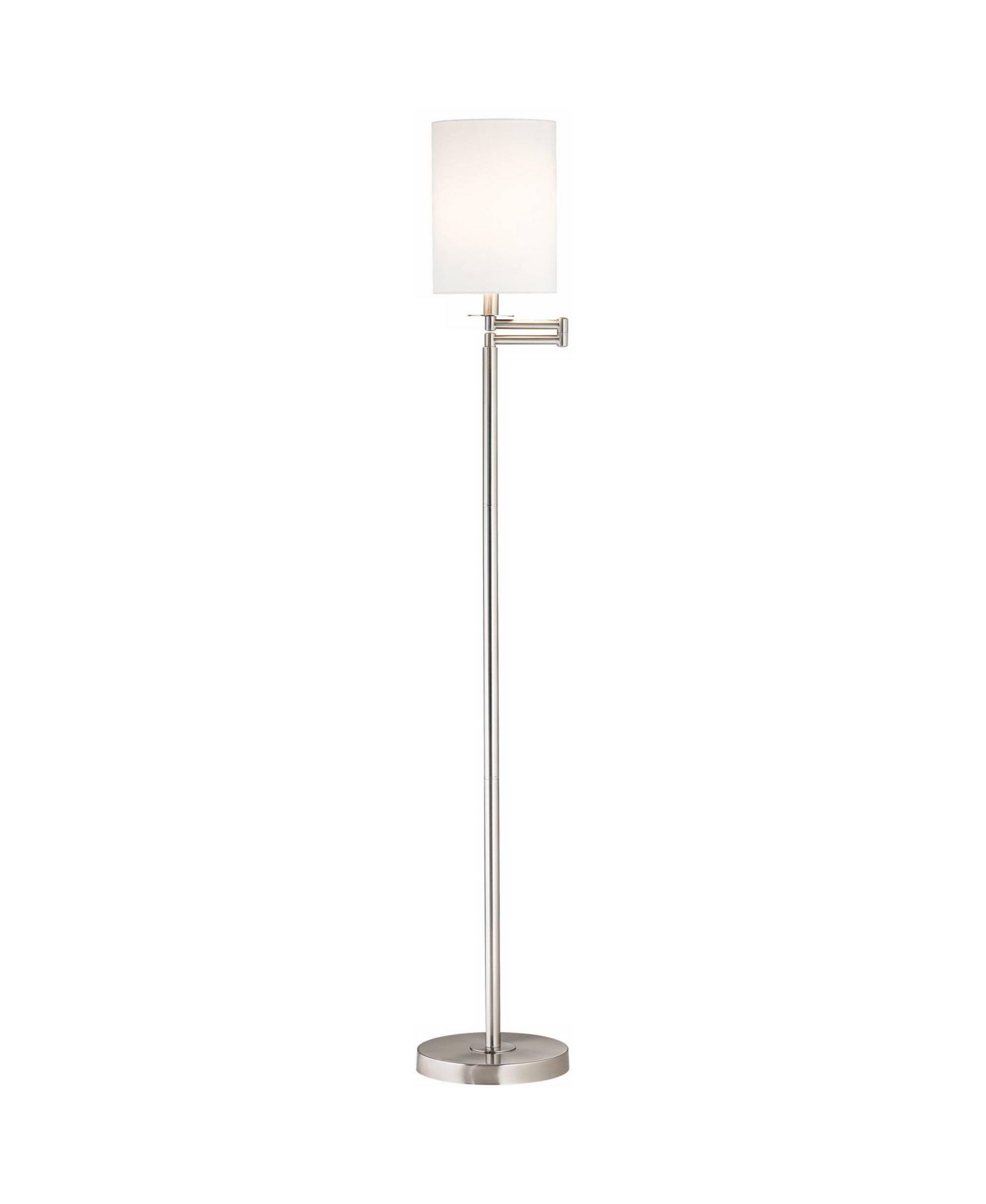 360 Lighting Modern Swing Arm Floor Lamp 60.5" Tall Cotton Cylinder Shade for Living Room Reading Bedroom Office