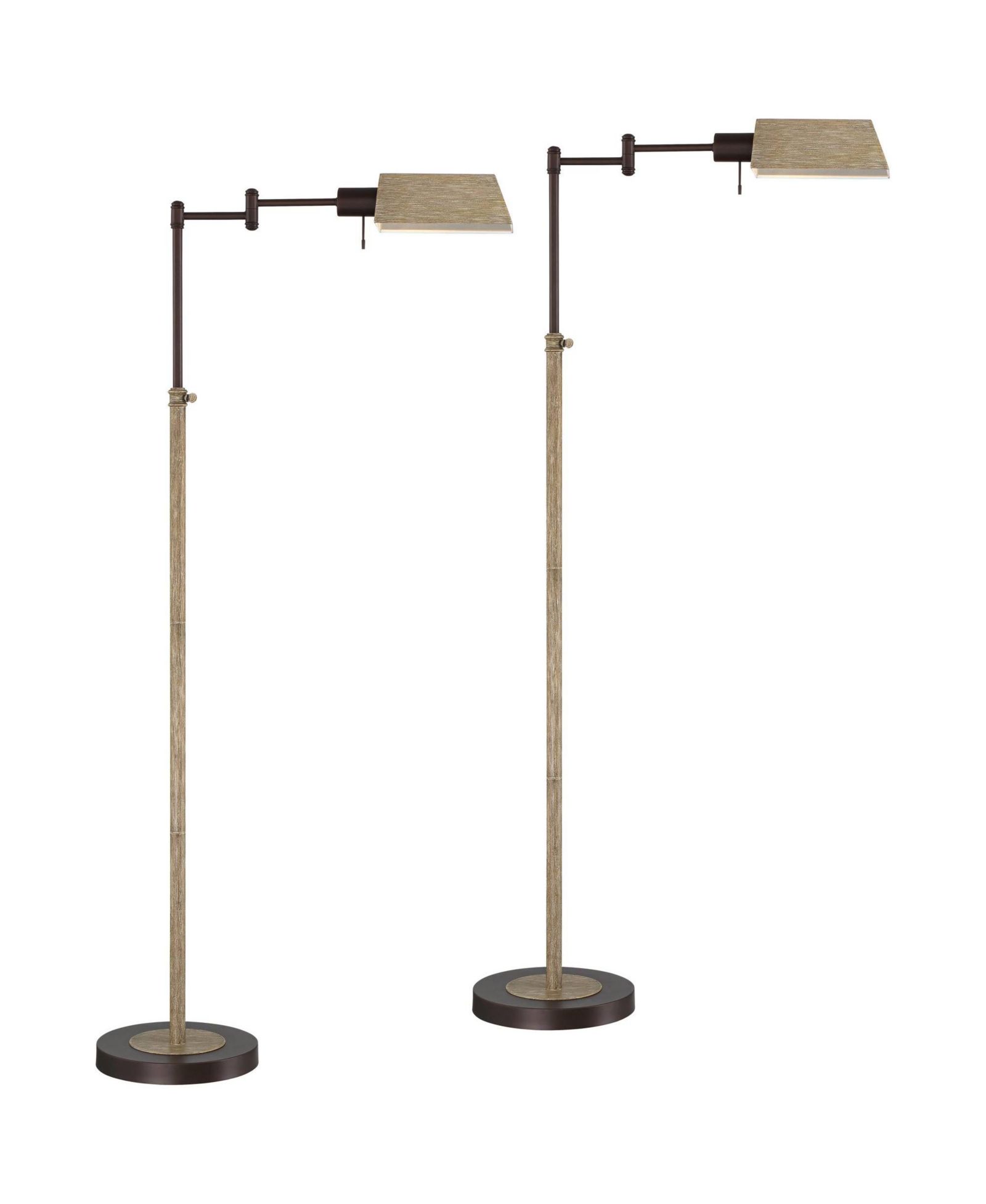 Regency Hill Jenson Farmhouse Rustic 54" Tall Standing Floor Lamps Set of 2 Lights Swing Arm Pharmacy Metal Faux Wood