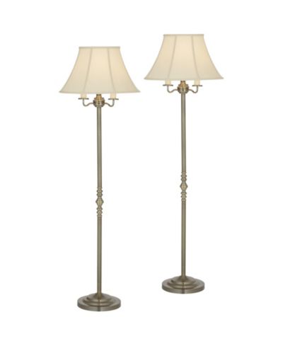 Regency Hill Montebello Traditional 59" Tall Standing Floor Lamps Set of 2 Lights 4-Light Antique Brass Finish
