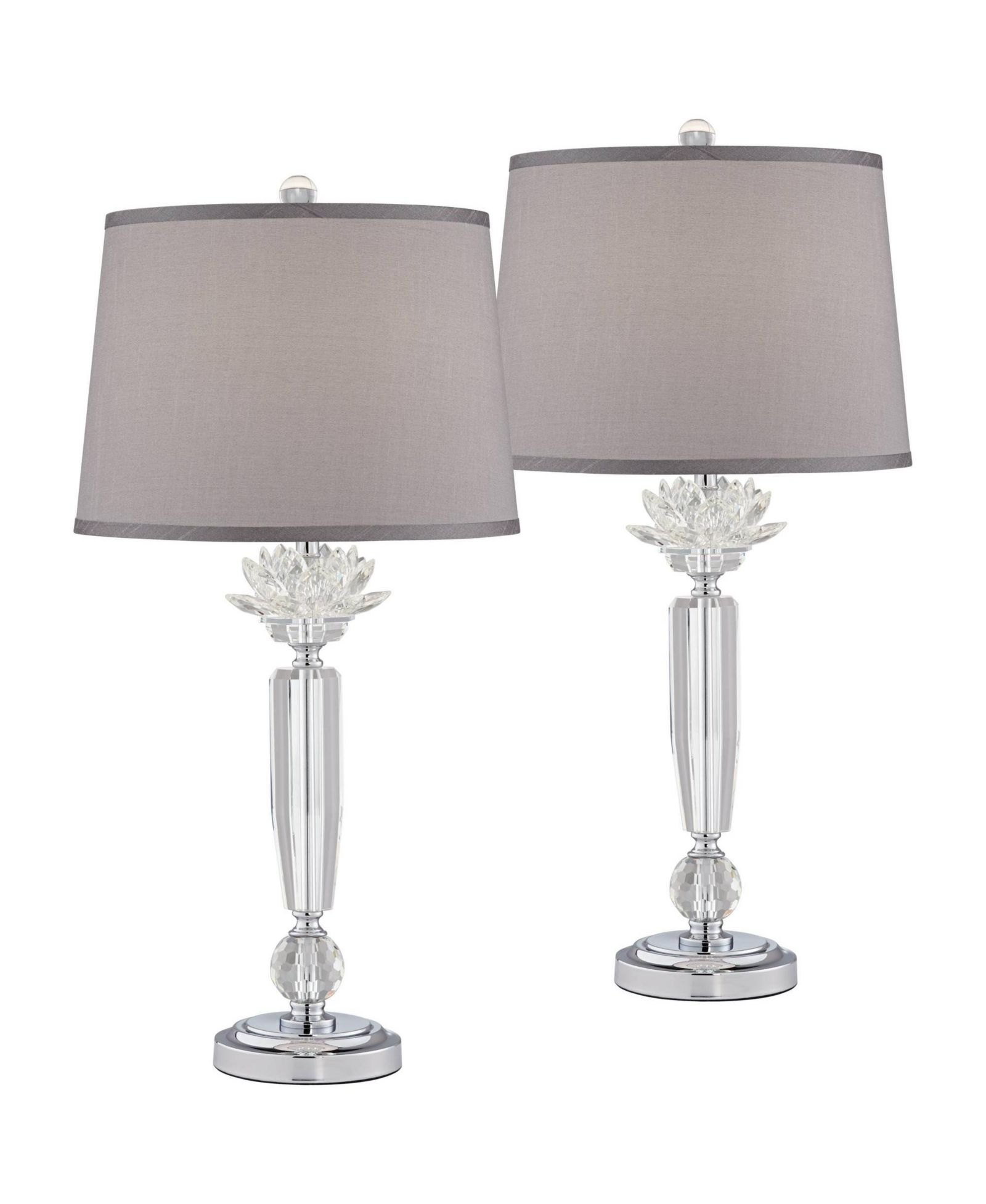 Vienna Full Spectrum Olivia 28 1/4" Tall Modern End Table Lamps Set of 2 Clear Crystal Living Room Bedroom Bedside Nightstand