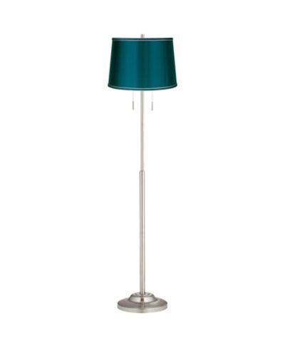 360 Lighting Abba Modern Floor Lamp Standing 66" Tall Brushed Nickel Silver Metal Drum Shade for Living Room Bedroom Office House Home