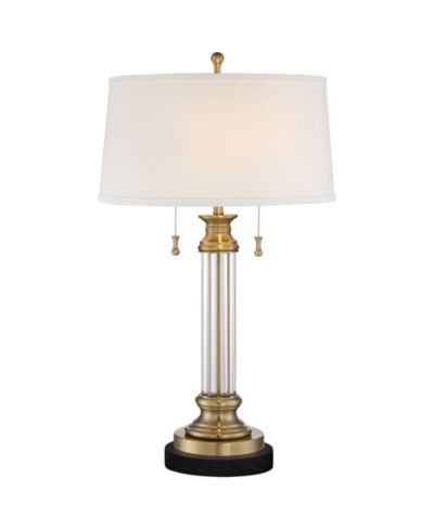 Vienna Full Spectrum Rolland Traditional Table Lamp with Round Marble Riser 30" Tall Crystal Shade for Living Room House