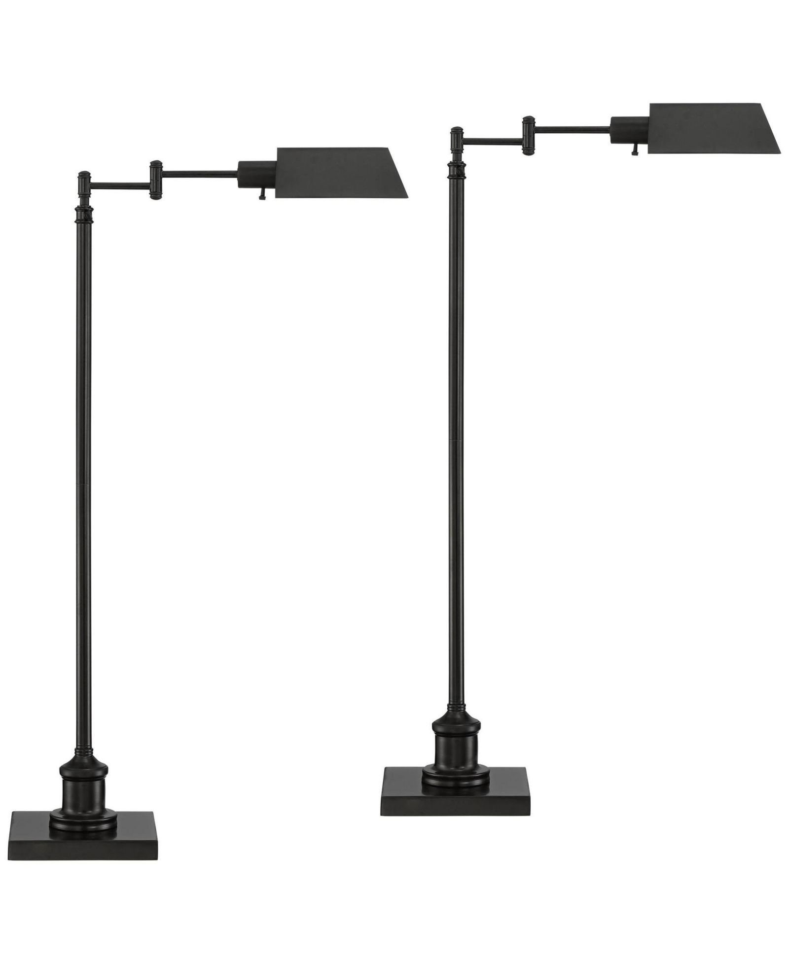 Regency Hill Jenson Traditional 54" Tall Standing Floor Lamps Set of 2 Lights Swing Arm Pharmacy Adjustable Height