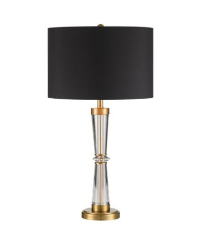 Vienna Full Spectrum Rhoda  High Traditional 3-Way Table Lamp Clear Brass Finish Crystal Metal Single Shade Living Room Bedroom