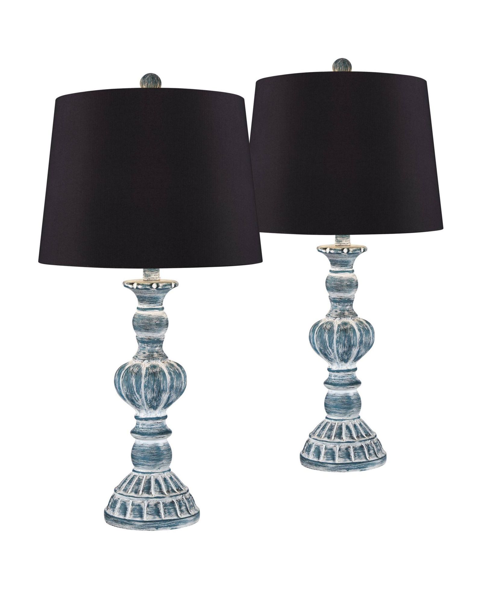 Regency Hill Tanya Country Cottage Table Lamps 26 1/2" High Set of 2 Wash Faux Silk Drum Shade for Bedroom Living Room Bedside Nightstand
