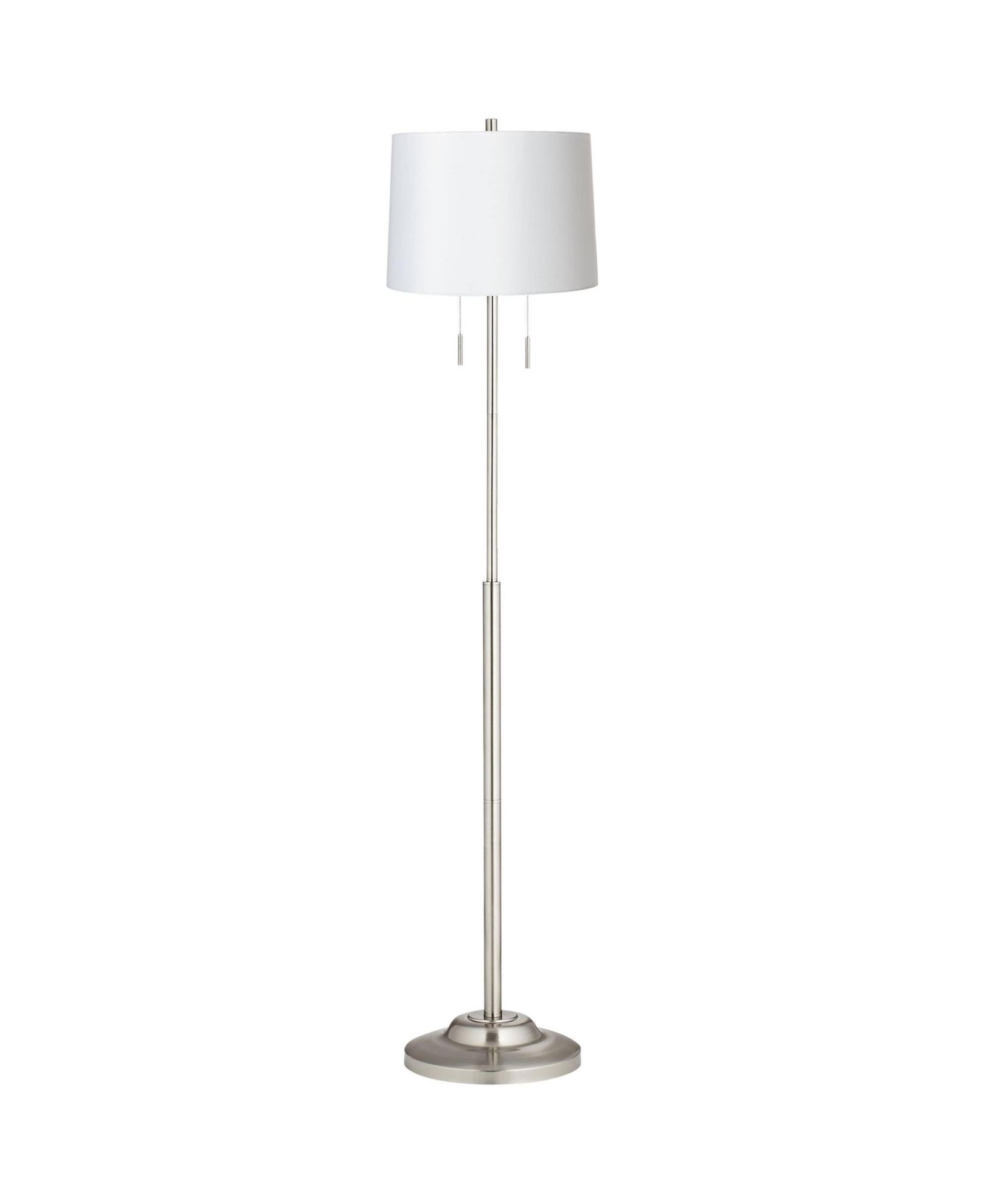 360 Lighting Abba Modern Floor Lamp Standing 66" Tall Brushed Nickel Metal Hardback Drum Shade for Living Room Bedroom Office House Home