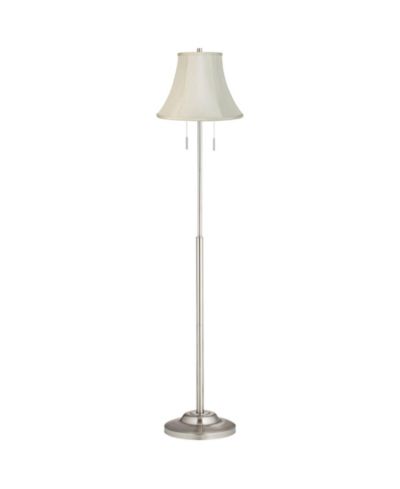 360 Lighting Abba современный торшер 66" Tall, матовый никель, тканевый абажур-колокол для гостиной, спальни или офиса