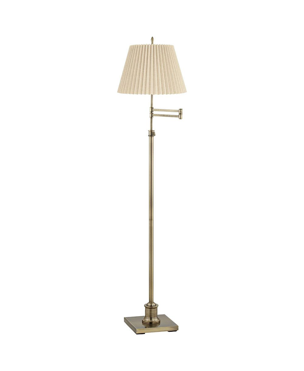 360 Lighting Westbury Modern 70" Tall Standing Floor Lamp Adjustable Swing Arm Height Pleated Fabric Lamp